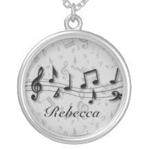Personalised black and grey musical notes custom necklace