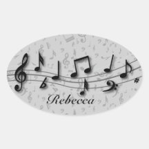 Personalised black and grey musical notes sticker