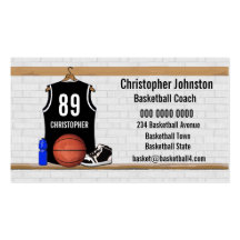 Personalised Black Basketball Jersey Business Card Template