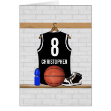 Personalised Black Basketball Jersey Card