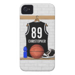 Personalised Black Basketball Jersey iPhone 4 Case-Mate Cases