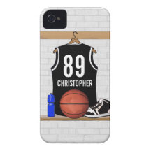 Personalised Black Basketball Jersey iPhone 4 Case-Mate Cases