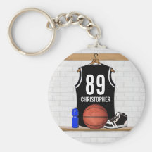 Personalised Black Basketball Jersey Keychain