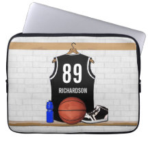 Personalised Black Basketball Jersey Laptop Sleeves