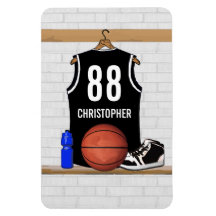 Personalised Black Basketball Jersey Magnets