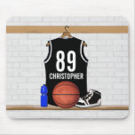 Personalised Black Basketball Jersey Mouse Mats