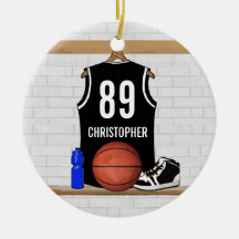 Personalised Black Basketball Jersey Christmas Ornaments