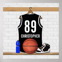 Personalised Black Basketball Jersey Poster