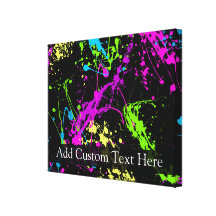 Personalised Black/Neon Splatter Stretched Canvas Print