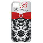 Personalised Black, Red, Silver Damask iPhone 5