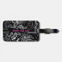 Personalised Black Swirl Luggage Tag