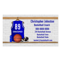 Personalised Blue Basketball Jersey Business Card Template