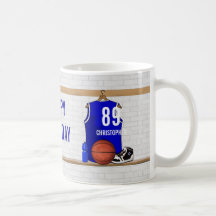 Personalised Blue Basketball Jersey Coffee Mugs