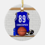 Personalised Blue Basketball Jersey Ornament