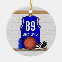 Personalised Blue Basketball Jersey Ornament