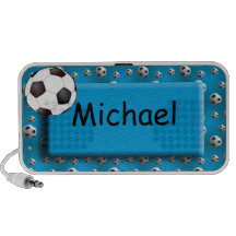 Personalised Blue Soccer Ball Doodle Speaker