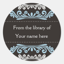 Personalised Bookplates - Colourful Flourishes Round Sticker