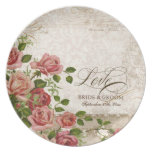 Personalised Bride & Groom,Trellis Rose Vintage Plates