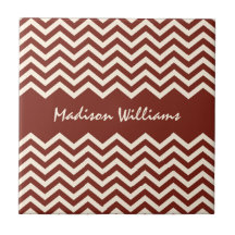 Personalised brown chevron pattern tile