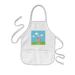 Personalised brown hair horse rider girl floral apron