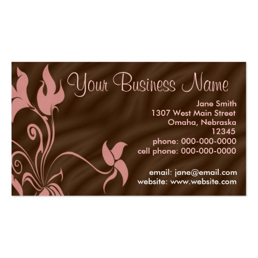 Personalised Business Cards, Feminine Pink / Brown