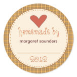 Personalised Canning Stickers - Round Amber Plaid stickers