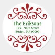 Personalised Christmas Address Labels Round Stickers