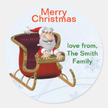 Personalised Christmas Santa Gift Tag/Label Round Stickers