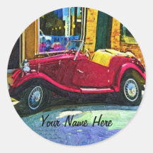 Personalised Classic Car Shopping Downtown Sticker