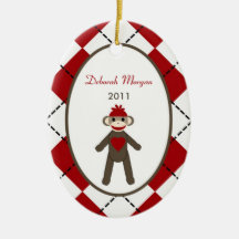 Personalised Custom Ornament Red Sock Monkey