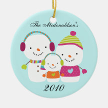Personalised Custom Snowman Family Ornament