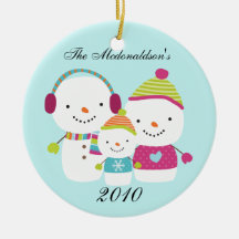 Personalised Custom Snowman Family Ornament