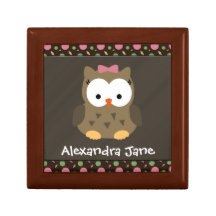 Personalised Cute Baby Girl Owl, Trinket/Gift Box