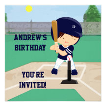 Personalised Cute Baseball cartoon player Custom Invite