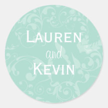 Personalised Damask Wedding Seal Stickers