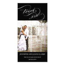 Personalised Elegant Script Wedding Thank You Customized Photo Card