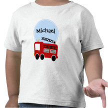 Personalised Fire Truck Boy Tshirts