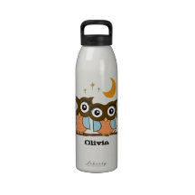 Personalised Flower Cute Owls Recycle Sign Water Bottle
