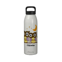 Personalised Flower Cute Owls Recycle Sign Drinking Bottles