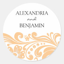 Personalised Flower Scroll Round Stickers