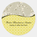 Personalised gold grey flowers business stickers