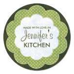 Personalised Green Floral Dot Canning Stickers stickers