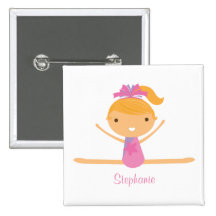 Personalised gymnastics split girl's kids button