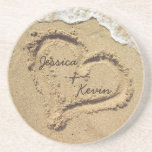 Personalised Heart in the Sand coasters