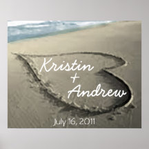 Personalised Hearts in the Sand Wedding Gift Posters