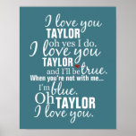 Personalised I Love You Song Poster