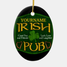 Personalised Irish Pub Sign Christmas Tree Ornaments