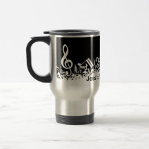 Personalised Jumbled Musical Notes Travel Mug