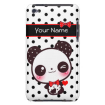 Personalised Kawaii panda on black polka dots casemate cases