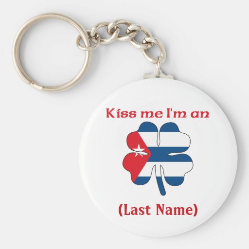 Personalised Kiss Me I'm Cuban(An), (Last Name) Keychain